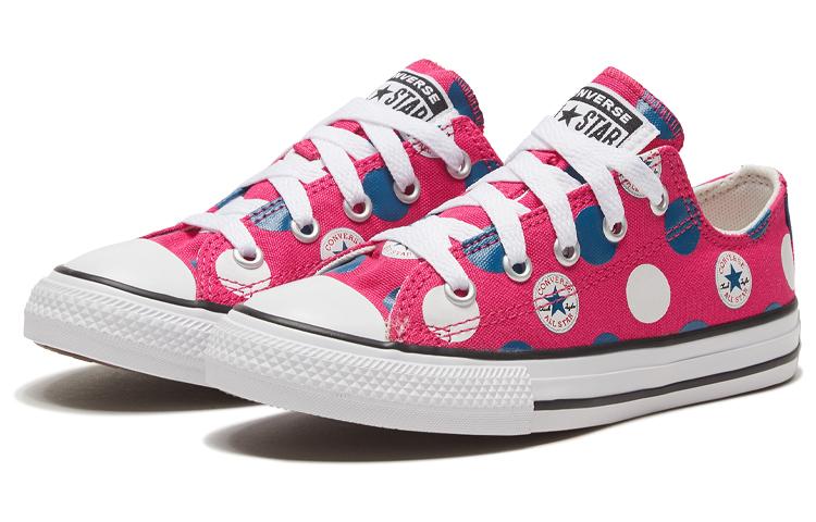 Converse Chuck Taylor All Star Low Top Kids Canvas Shoes Blue Pink Polka Dots Teenagers 667598C