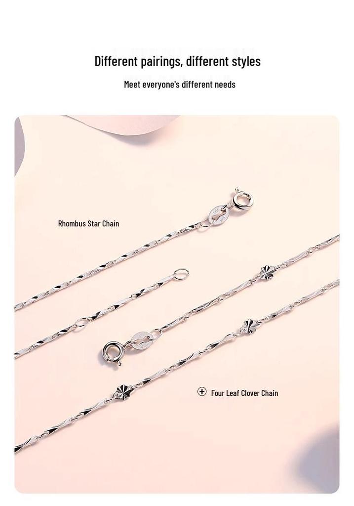 Sterling Silver Four-Leaf Clover Necklace for Women - Elegant Clavicle Chain Pendant, Perfect Valentine's Day Gift.