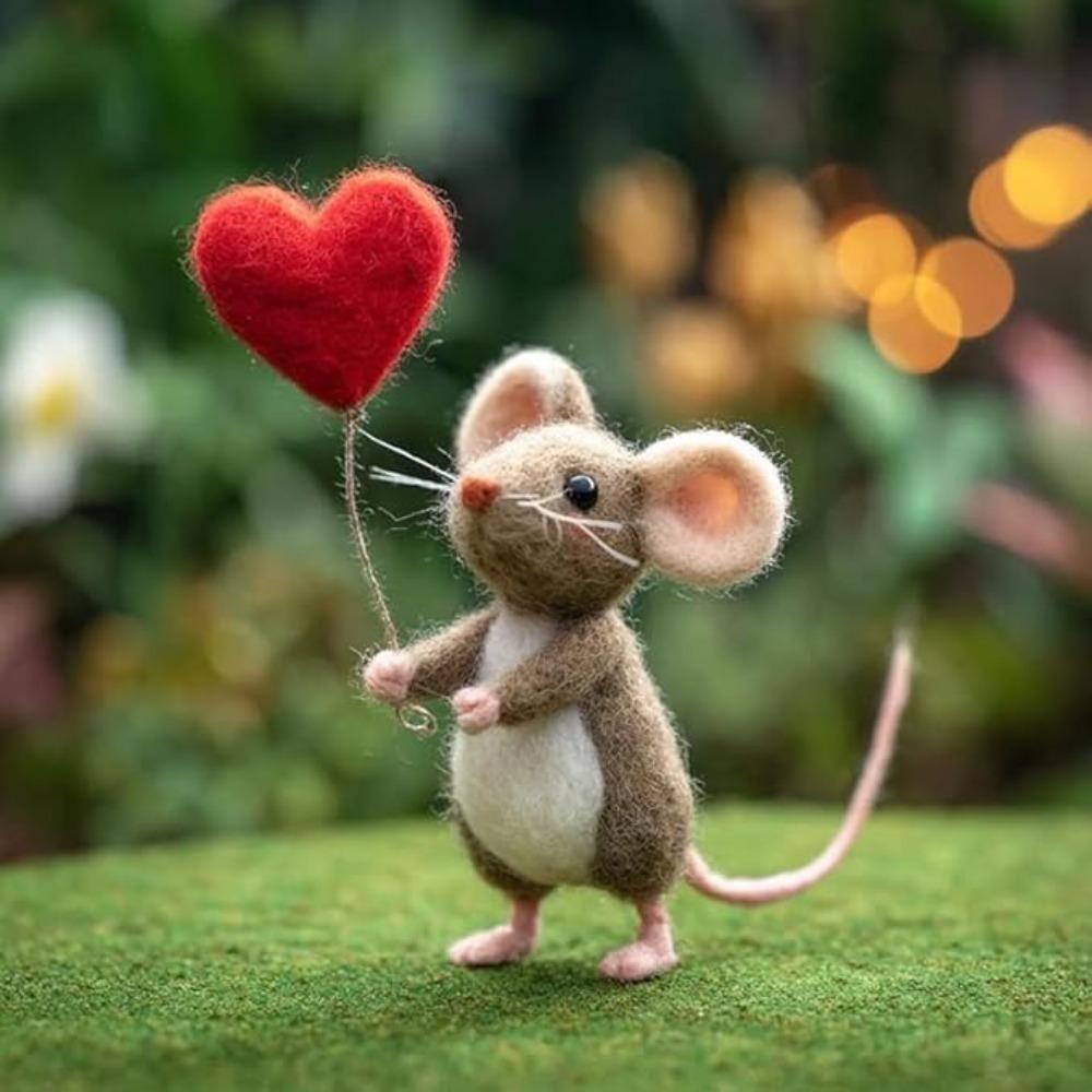 Craft Needle Felting Supply Needle Felted Mouse Cute Mouse Figurine Gifts Felt Mice Ornaments Handmade