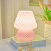 Pink Mushroom Lamp,Small Glass Table Lamp/Accent Lamp/Cute Desk Lamp for Bedroom Bedside Nightstand,3000K Soft Glow Warm Lighting,Trendy Fun Mini