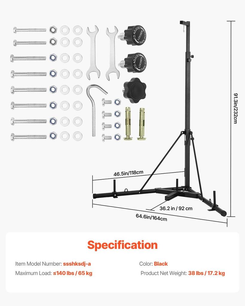 Heavy Duty Punching Bag Frame Boxing Fitness Stand Steel Adjustable Height