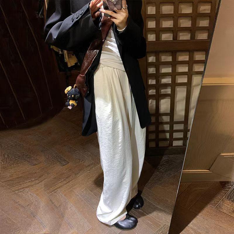 

Lazy wind texture wide-leg pants spring and summer acetic acid Yamamoto pants high waist thin loose casual pants straight mopping pants M (95-110) catty