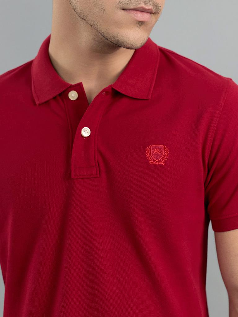 Monte Carlo Men Regular Fit Red Tshirt