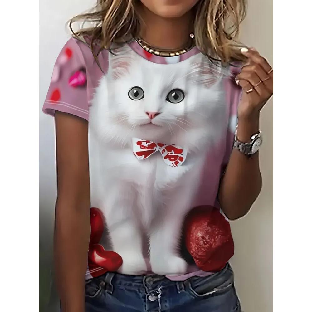 Women's Animal Print Top Fashion Versatile Short Sleeve Daily Comfort T-Shirts Women’s