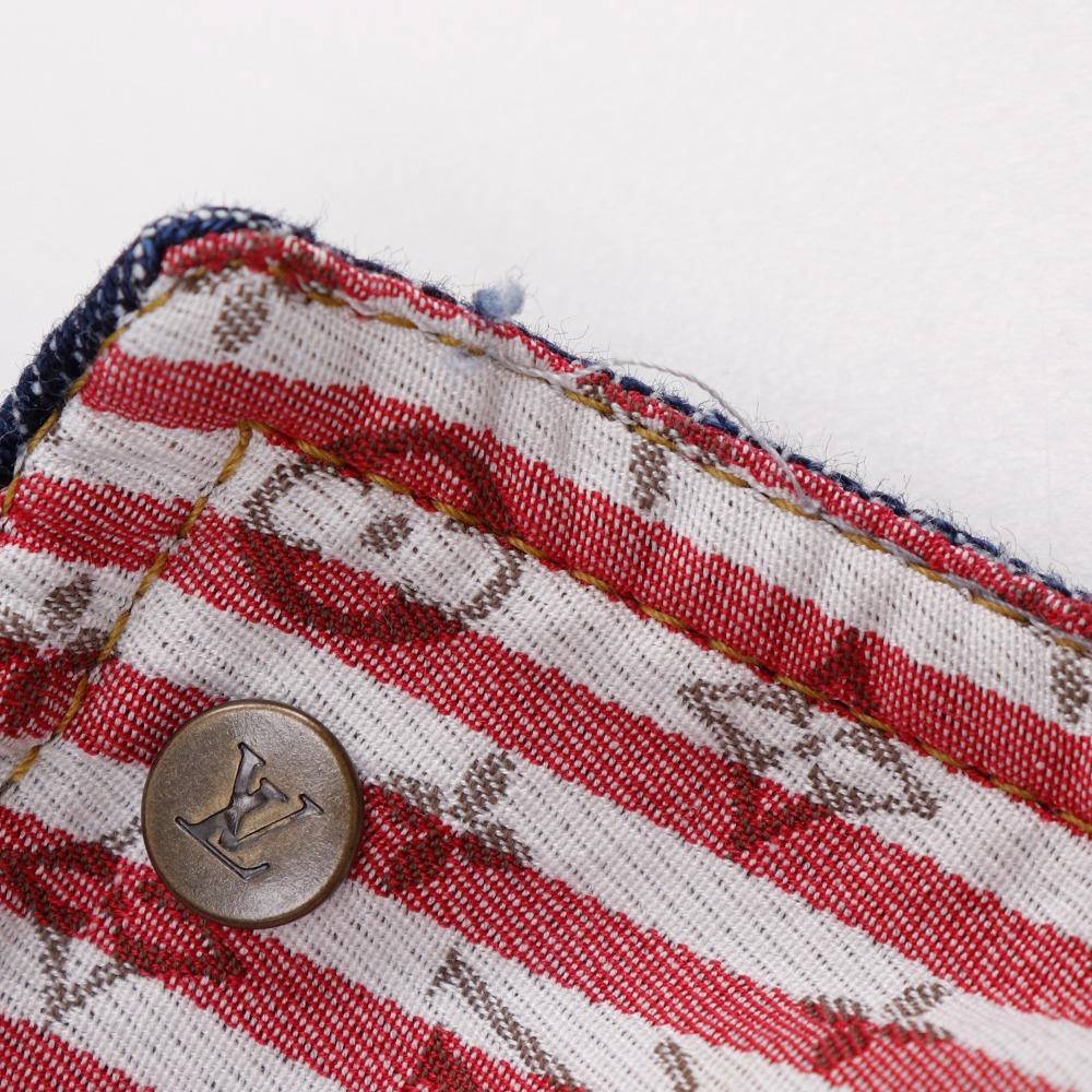 Louis Vuitton B Louis Vuitton Jeansjacke Logo Knopf Monogramm Vintage Baumwolle/Polyurethan Damen Gebraucht