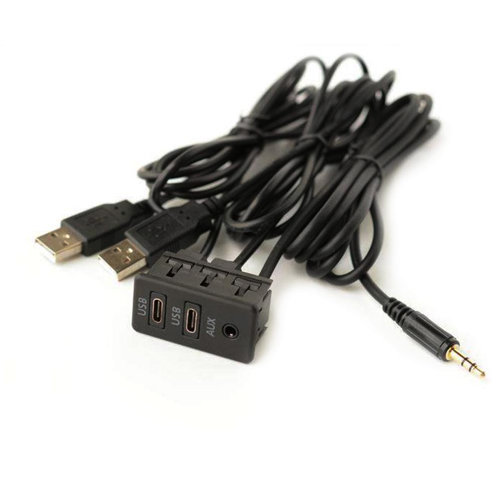 

Car Dash Mount Dual TYPE-C +AUX Port Panel Interface Extension 150cm Cable Adapter Car Dashboard Vehicle Navigation USB Socket чорний