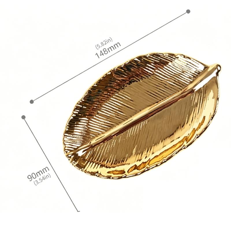 Premium Ceramic Leaf Shape Plate Jewelry Organizers Tray for Dining Table Centerpieces Decors Office Desk Organizers