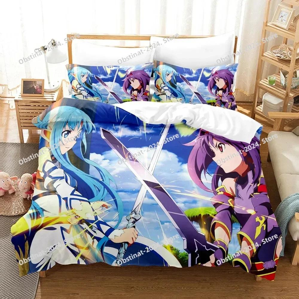 3D Anime Sword God Domain Bedding Set Printed Bed Set With Pillowcase Bed Duvet Cover Soft Single Double Queen Super King Size