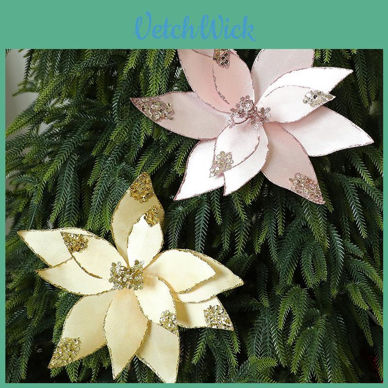 Elegant Faux Flower Christmas Decor With Fabric Mesh For Festive Arrangements