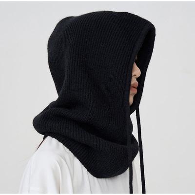 Ear Protection Hat One-piece Ladies Solid Color Knitted Warm Hat Multi-color Optional Hooded Scarf Autumn and Winter New Hat