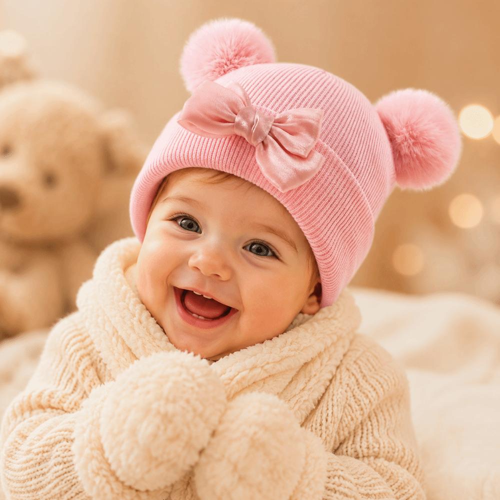 Hip Hop Baby Winter Hats Double Pom-Pom Warm Bonnet Fashion Children Beanie Caps  Outdoor