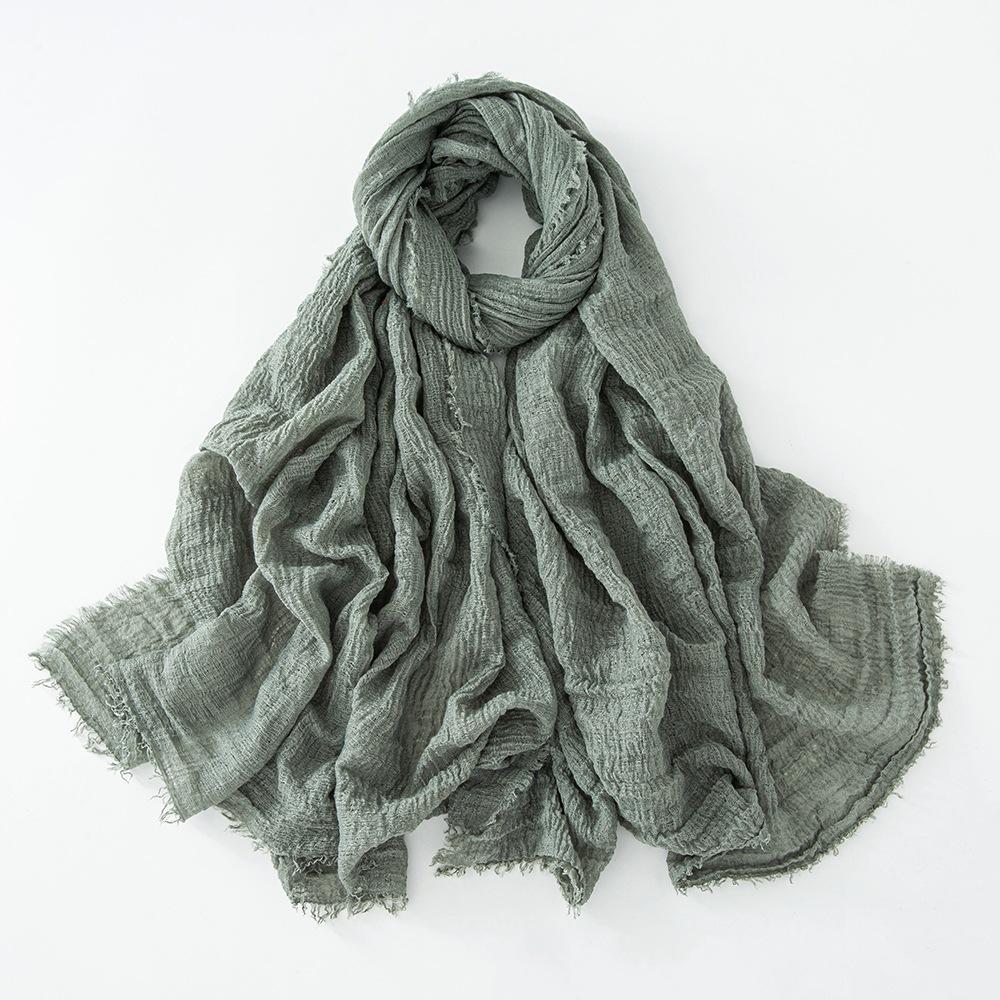 New Cotton Linen Gauze Scarf For Women Girls Spring Autumn Solid Scarves Soft Pashmina Foulard Simple Retro Beard Wrap Shawls