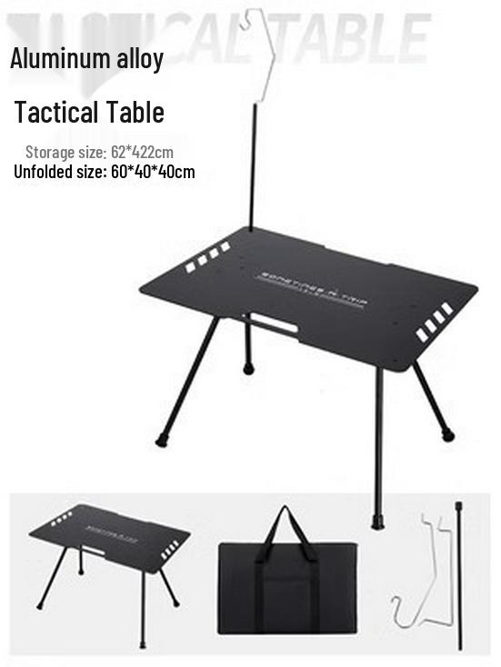 Lightweight Aluminum Folding Camping Table with Portable Storage - Blackened Style