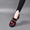 Women's Single Shoes Spring New Round Head Thick Heel Medium Heel Small Leather Shoes Cow Patent Leather Metal Buckle Low-top Shoes