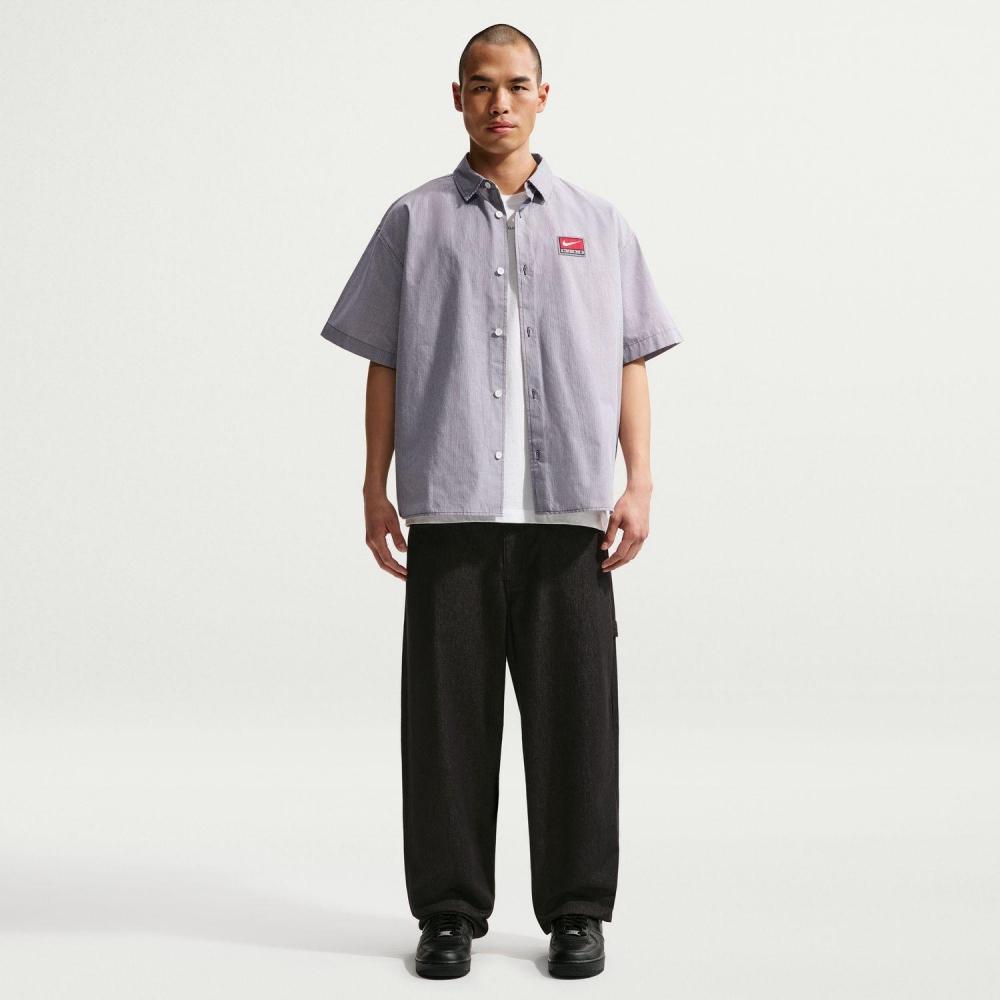 Nike M Nl Btn Down Ss Shirt If0927 060 Anthra White