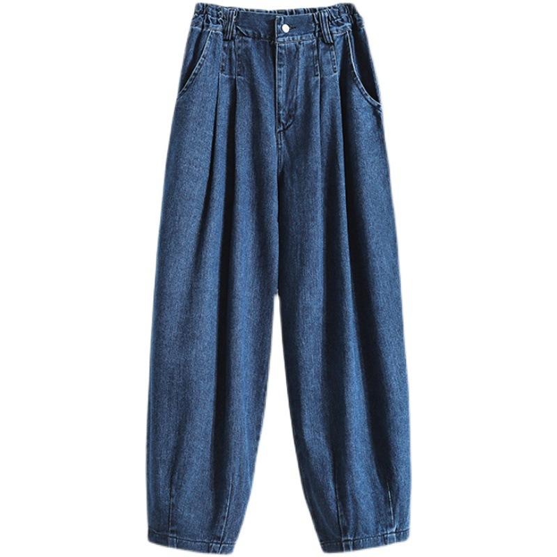 Pantaloni Jeans Dama Marimi Mari Denim Femei Elastic Basic Albastru Talie Inalta Pantaloni Moda Pantaloni Noi