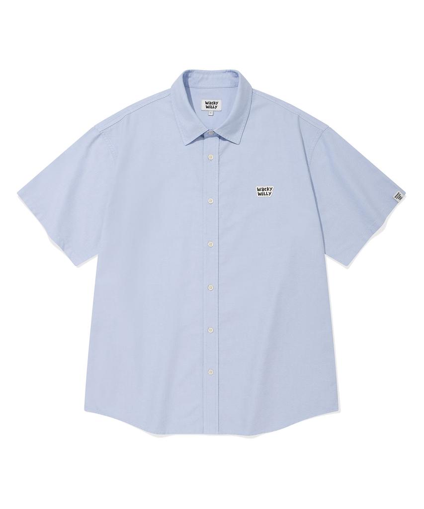 WACKY WILLY Wappen Oxford Short Sleeve Shirt Blue