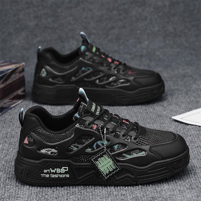 Men's Shoes 2025 New Spring Mesh Breathable Casual Board Shoes Heightening Versatile Sports Niche Design Trendy Shoes