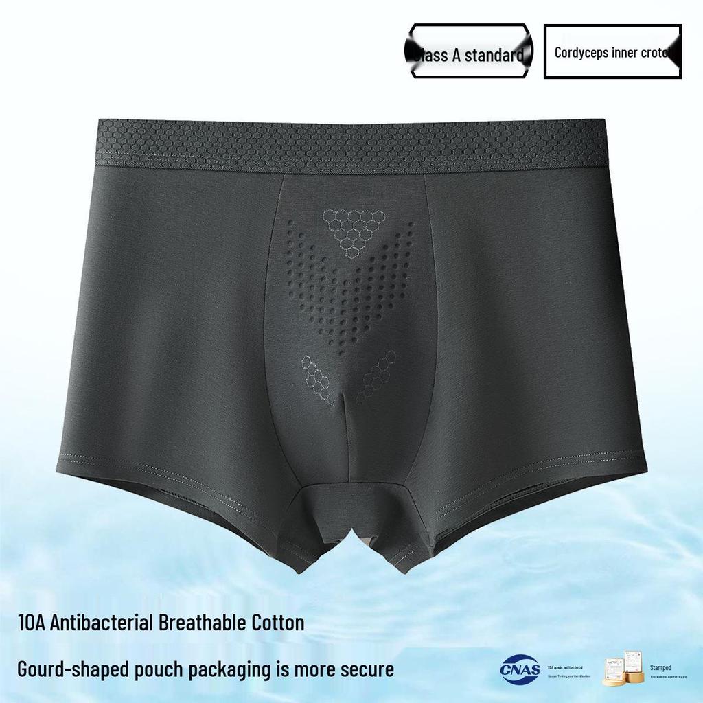 Men's A-Grade Pure Cotton Boxer Briefs: Antibacterial, Seamless, Breathable, Large Size, Four-Corner Design