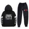 Mens Streetwear Hooded Sweatshirt Set Loose Fit Winter Warm Fleece Lined Casual Tracksuit
