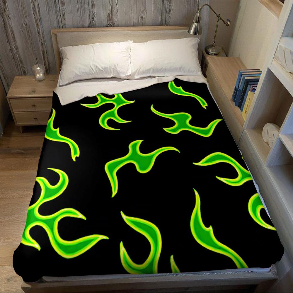 Neon Mehrfarbig Flammenmuster Decke Geeignet für Sofas Betten Büros Reisen Campingstühle Warme Plüschdecke