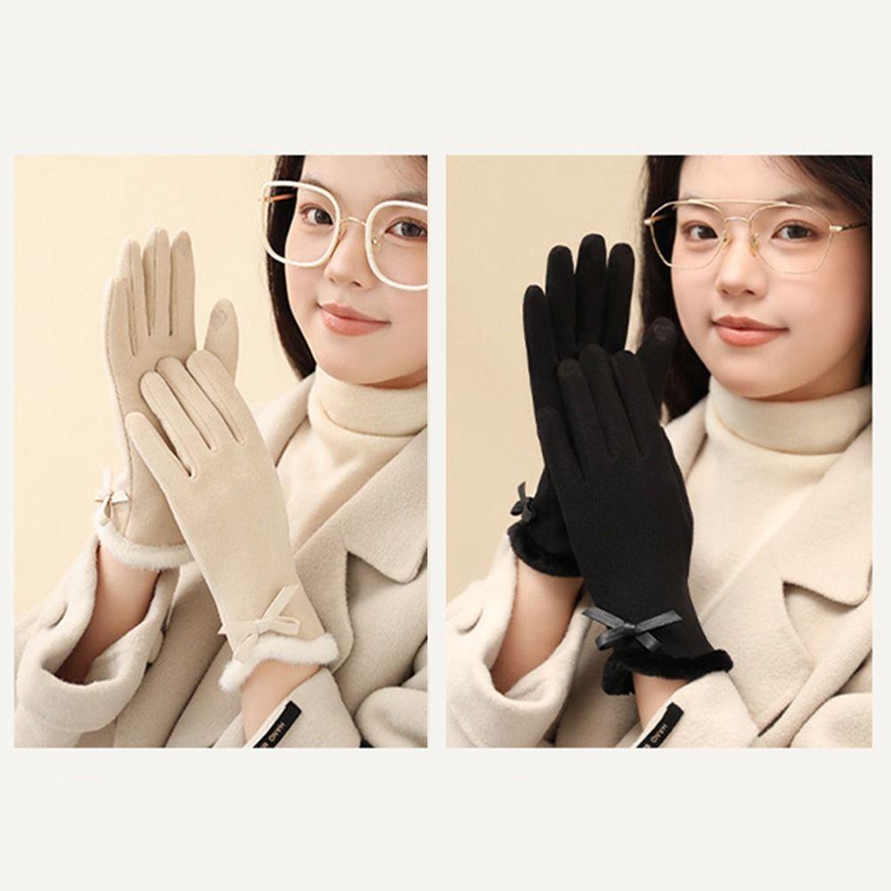 Thermal Lined Female Touchscreen Gloves Solid Color Women's Winter Thermal Gloves Warm Equipment