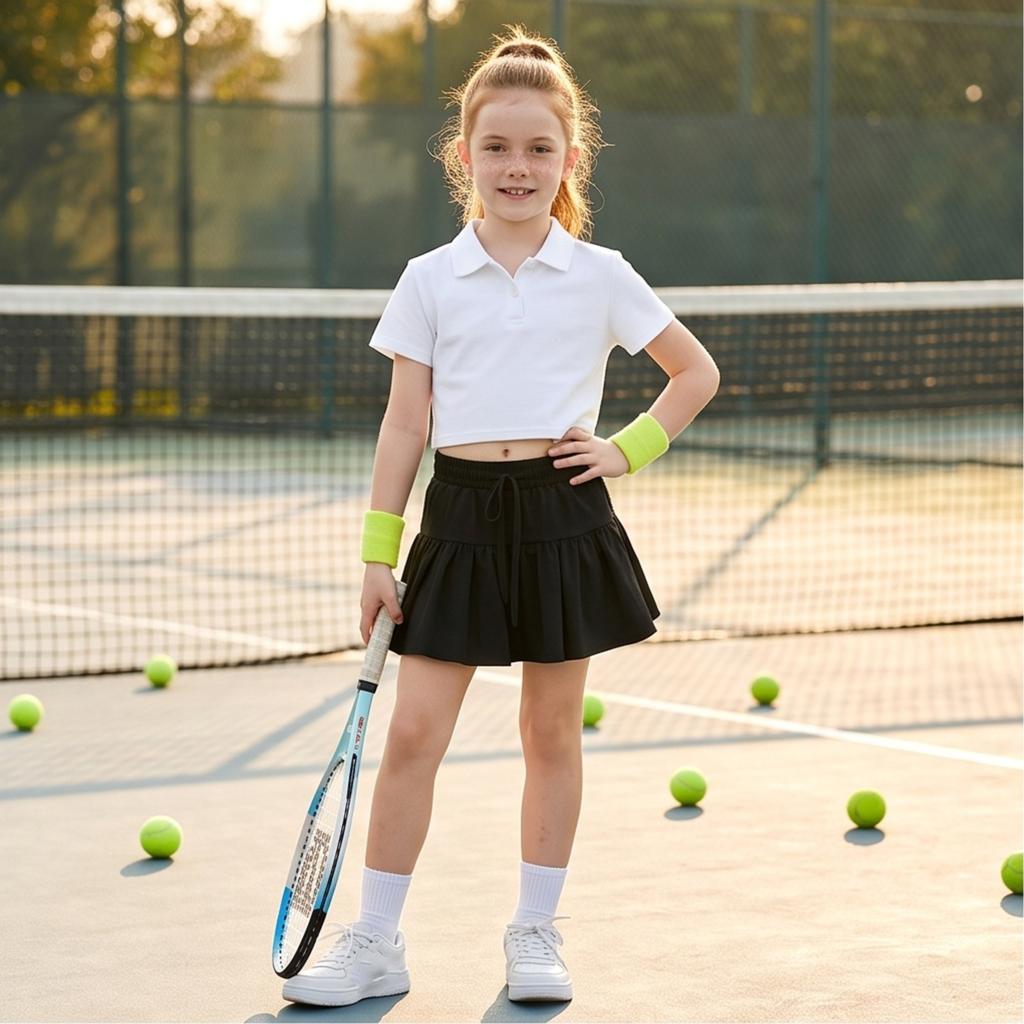 Mädchen Farbe Elastische Taille Sportlicher Rock mit Shorts für Sport, Spiel und Alltagsoutfits