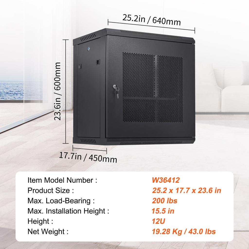SucceBuy Multifunctional Network Server Cabinet 9U/6U/12U Floor Standing/Wall Mounted Server Enclosure, Microdata Center Office