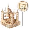 Magic Castle 3D Wooden Puzzle Rotatable Touring Train Music Octave Box DIY Assembly Model Mechanical Kit Toy Gift for Teen Adult