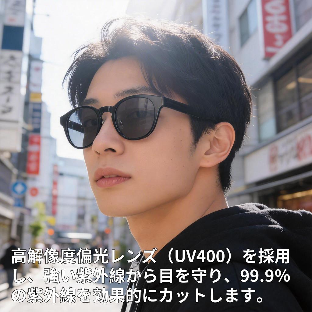 Polarized Sunglasses Stylish and Perfect for Everyday Use TAC UV400 TR90 Frame Fits Japanese Faces Comfortable for Reading at Cafes [PUKCLAR] Men's -