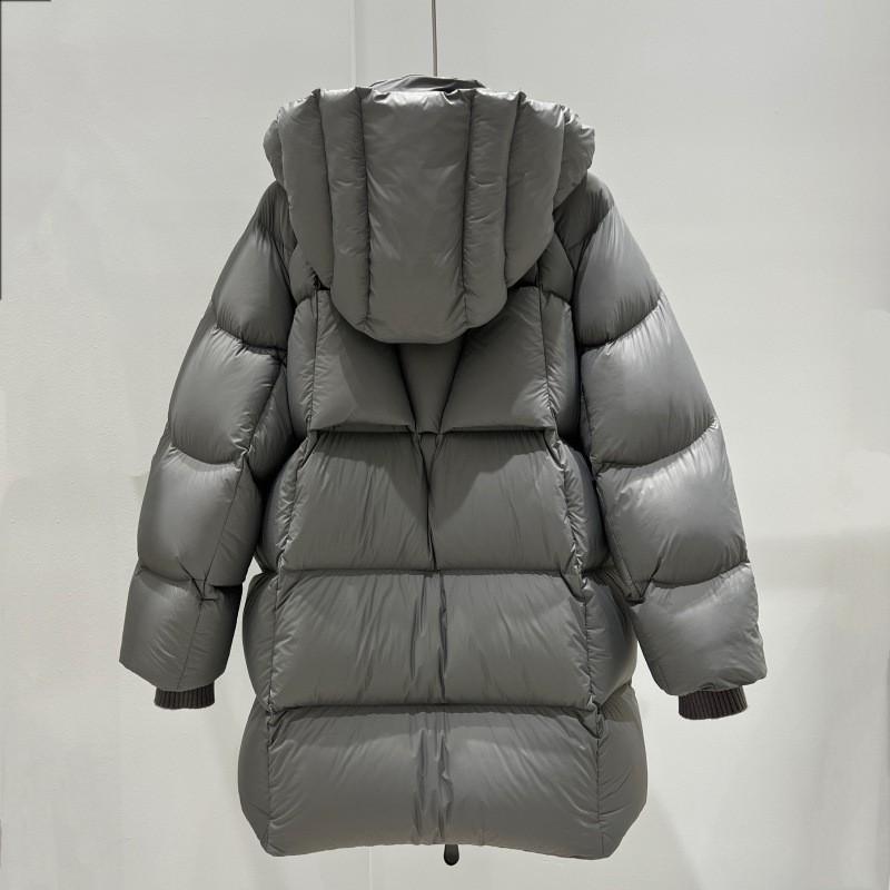 Womens Mid-Length Hooded Puffer Coat With 86-90% White Duck Down Warm Thick Winter Outerwear Loose Fit Elegant Commuter Style