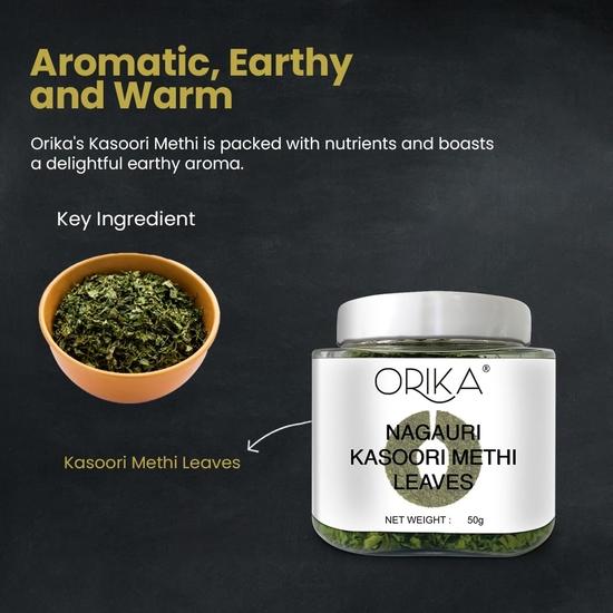 Orika Kasoori Dry Whole Methi - 50g Fenugreek Leaves for Authentic Indian Cuisine | Enhance Flavor & Aroma | 100% Natural