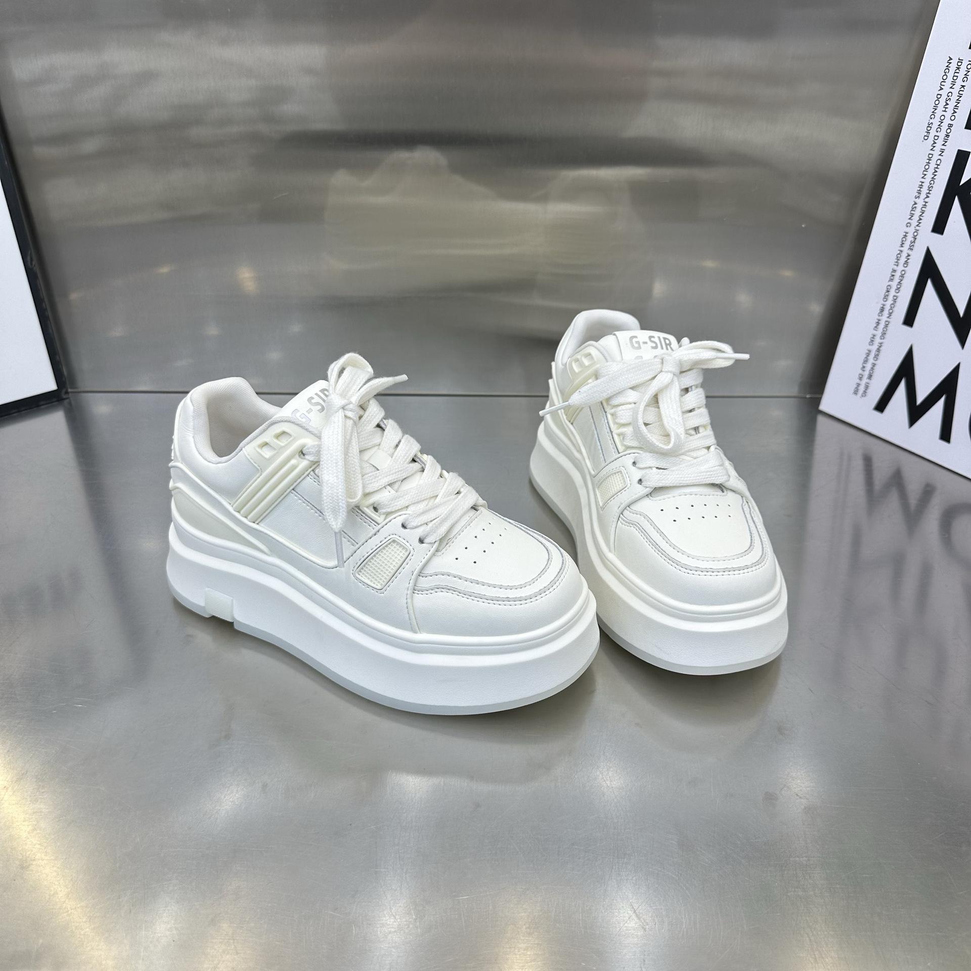 

Fashion little white shoes women s 2025 spring new platform casual heightening shoes versatile lightweight lace-up board shoes muffin shoes 40 білий
