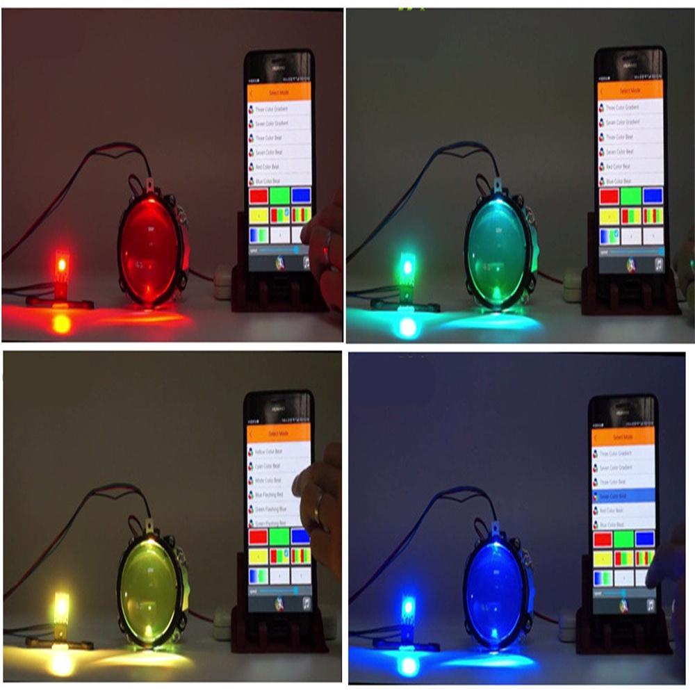 Pair RGB LED Devil Eyes Demon Eye Car Headlight Projector Bluetooth Control