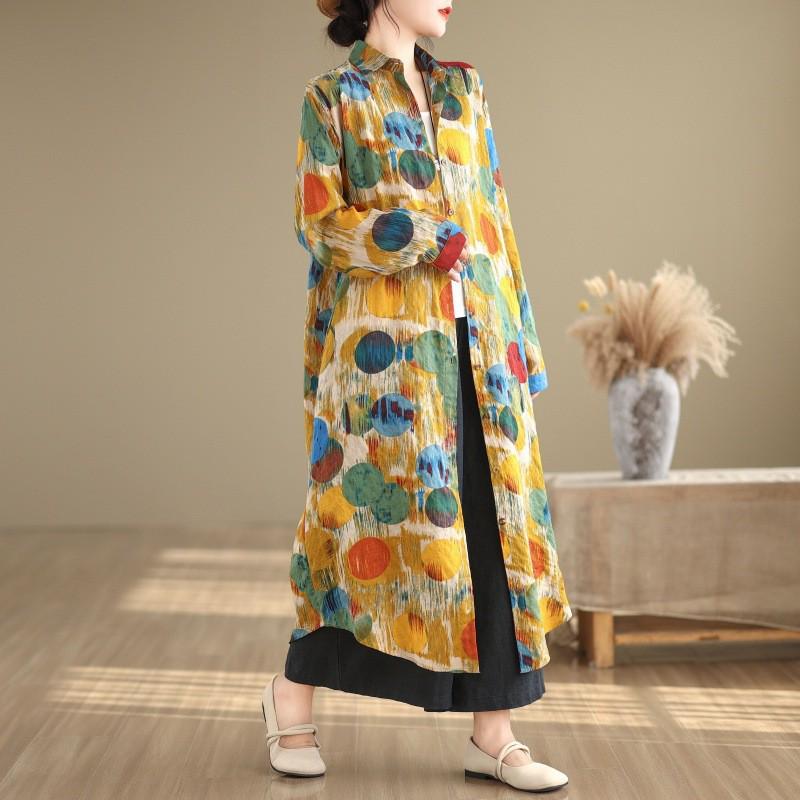 

2024 Весняна ретро-художня сукня з довгим рукавом і принтом L