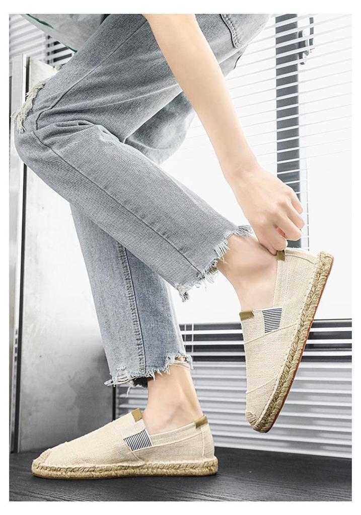 Pánské letní plátěné slip-on boty z lnu - Ležérní lehký rybářský styl