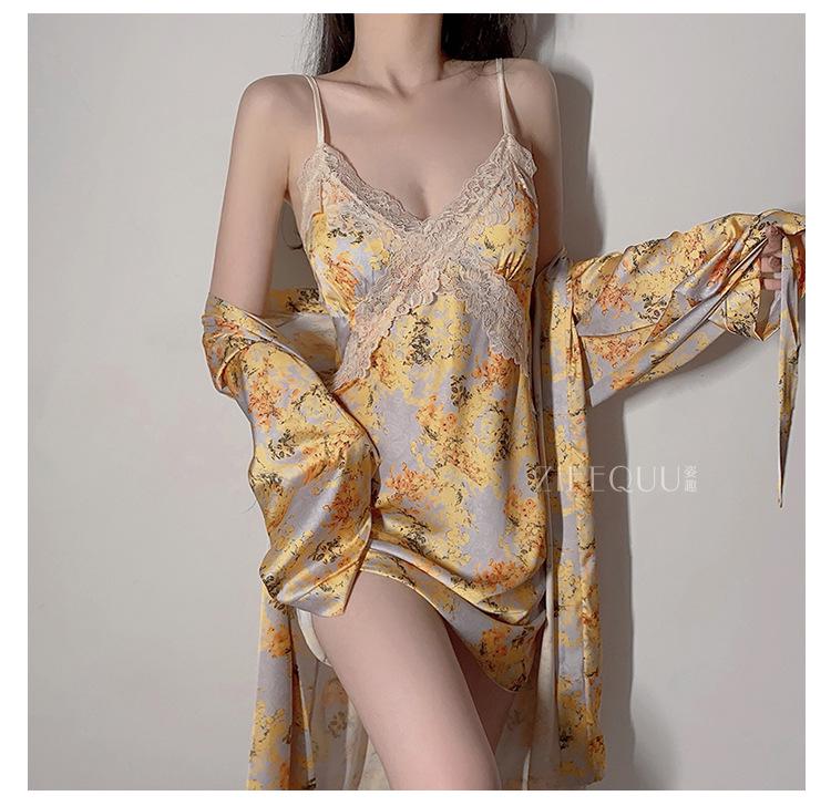 Satin V-Neck Suspender Nightdress with Chest Pads & Crisscross Back - Sexy Loungewear for Women