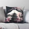 Federa per Cuscino con Fiori di Ciliegio e Pagoda Giapponese Poliestere Lino Velluto Stampato Cerniera Decorativa Custodia per Cuscino da Lancio Copricuscino per Seduta Divano