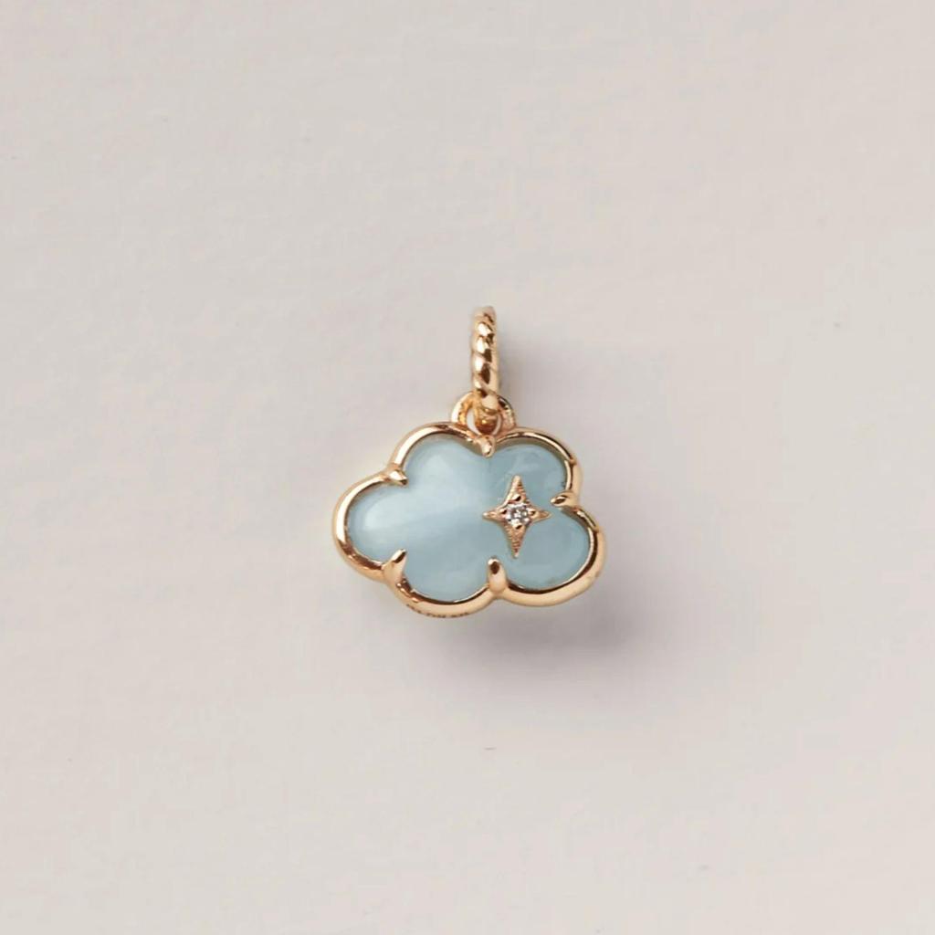 Collana in Acciaio Inossidabile con Ciondolo a Cuore, Nuvola, Fiore e Uccello in Zircone Colorato