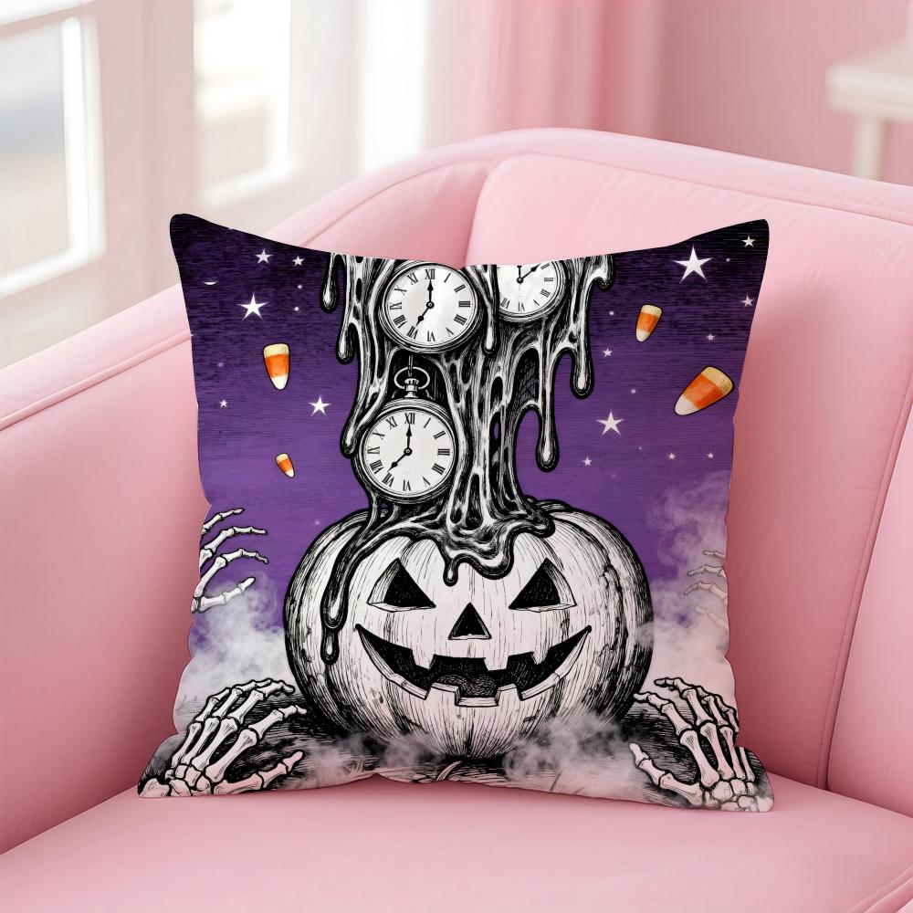 Happy Funny Spooky Surreal Art Halloween Cushion Cover Pillow Case Soft Skin Friendly Fabric Concealed Zipper