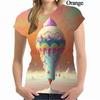 Fun Ice Cream 3D Print T-Shirt Fashionable Hip-Hop Casual Top Comfortable Women's Style