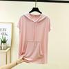 Taglie comode dalla L alla 6XL T-shirt con cappuccio in modal da donna estiva con tasca Magliette casual a maniche corte Fashion Tee Top camicia basic da abbinare a tutto