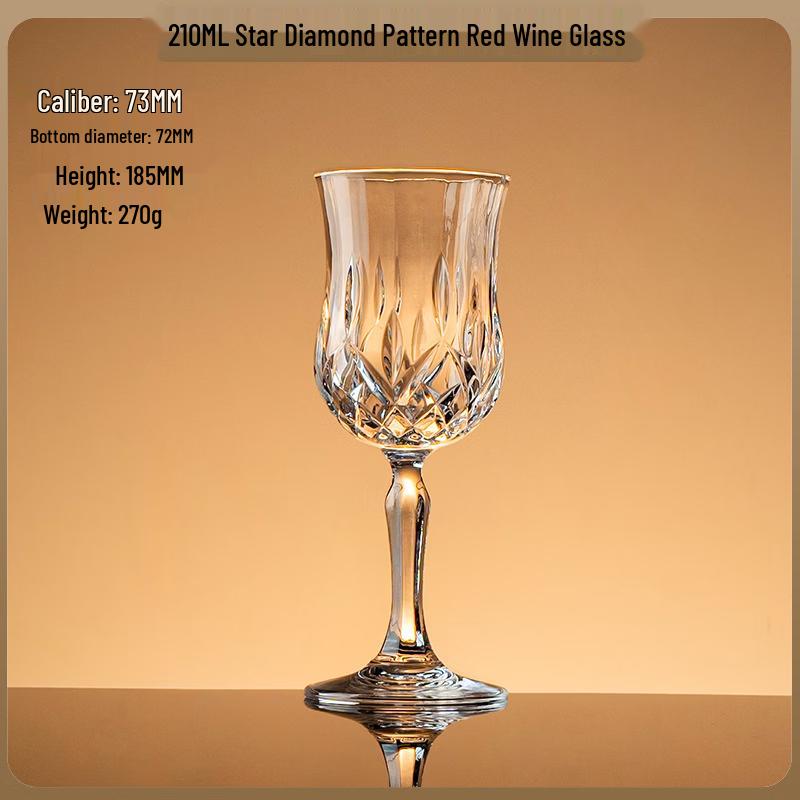 210ml European Crystal Wine Glass with Gold Leaf & Diamond Accents
