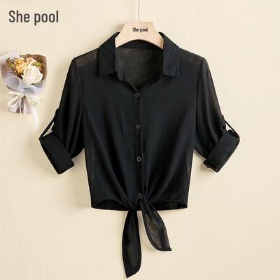 Ta Chi 2026 P/E Blusa Elegante con Nodo Frontale e Bavero