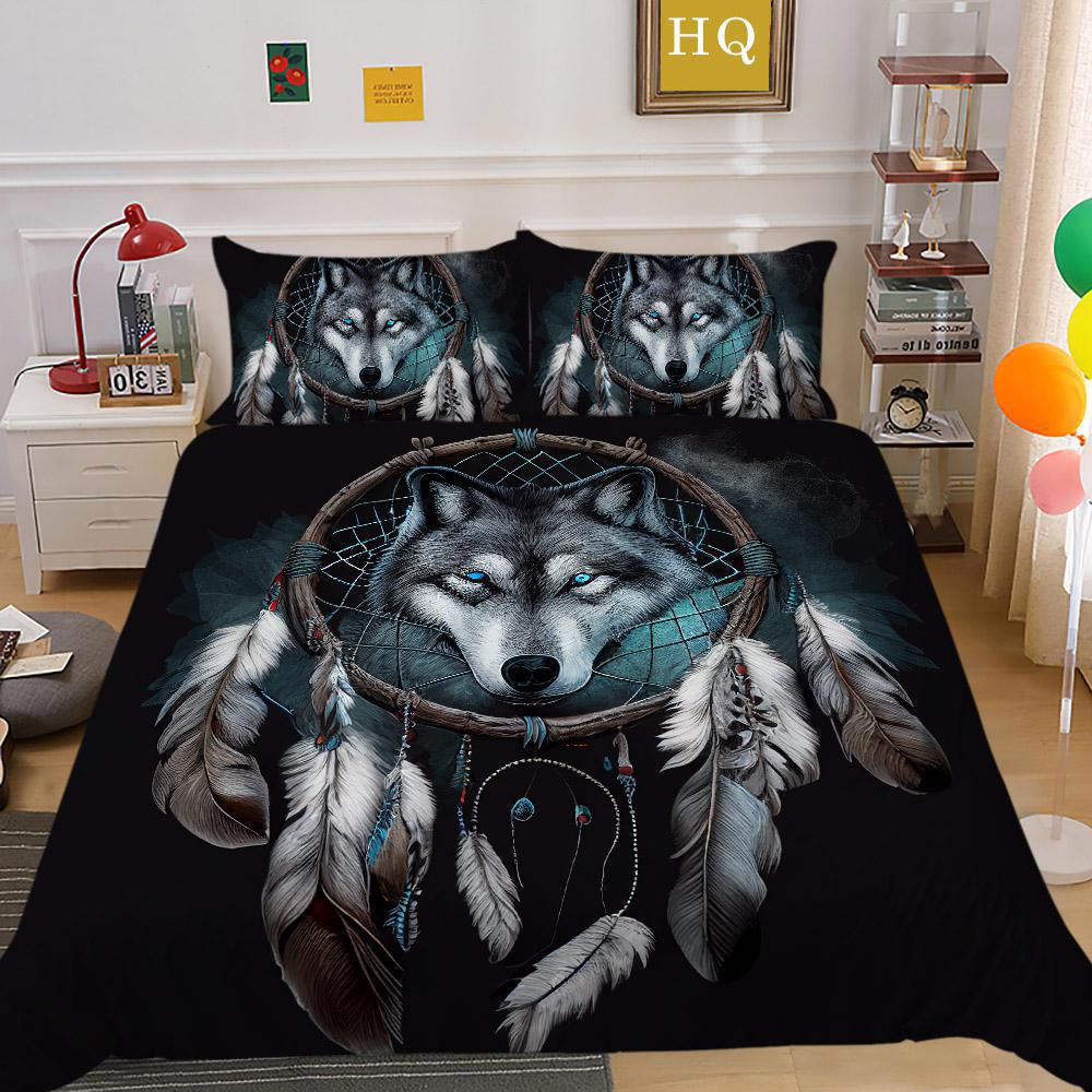 

Supply Bedding Abrasive Four-Piece Set, Animal Wolf Print Three-Piece Quilt Cover Sheets cover 135 * 200 * 1 and 50 * 75 * 1