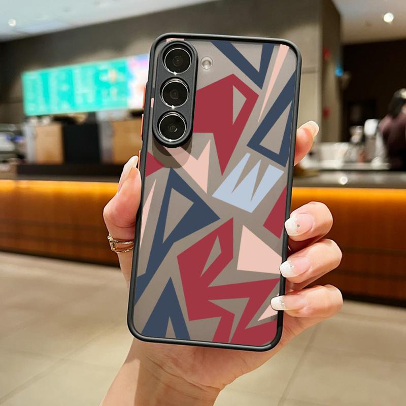 

Geometric Patterned Matte Phone Case For Samsung S25 S24 Fe S22 Plus Ultra S23 S21 A56 A36 A55 A16 A54 A35 A52 A25 A15 A14 5g A32 Hybrid Case Cover Samsung Galaxy S25 красный
