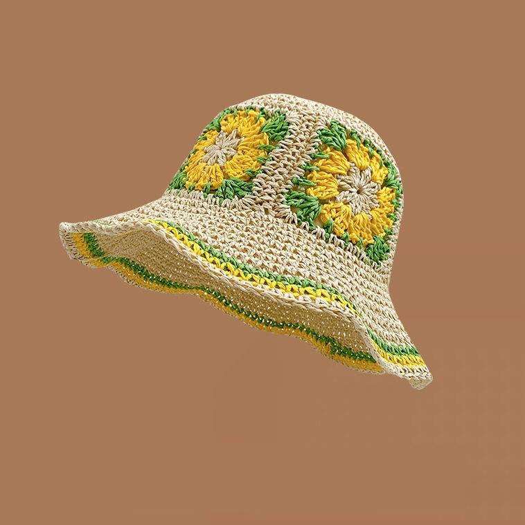 New Straw Bucket Hat Women's Summer Sunscreen Sunshade Big Edge Versatile Folding Sun Hat Fashionable Washbasin Hat