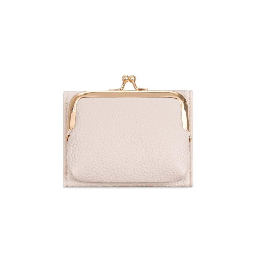 

Portable Kiss Lock Wallet Polyester Multiple Card Slots 2 in 1 Card Bag Short Anti-splash Water Leather Coin Purse Students белый