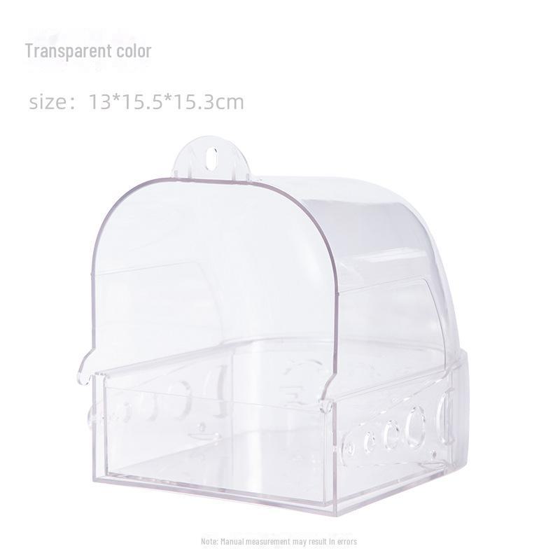 Bañera transparente extragrande para periquitos con cajón - Accesorio para jaula de pájaros