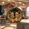 [Upgraded 2D Flat] 1pc Round Aluminum Sign Winter Squirrel Nut Rustic Metal Wall Art Home Decor 7.87x7.87 Inch